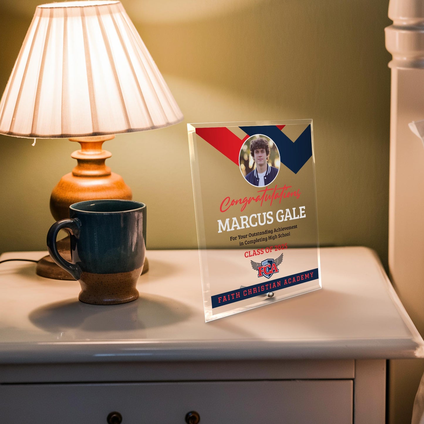 Faith Christian Academy Glass Plaque Design 1