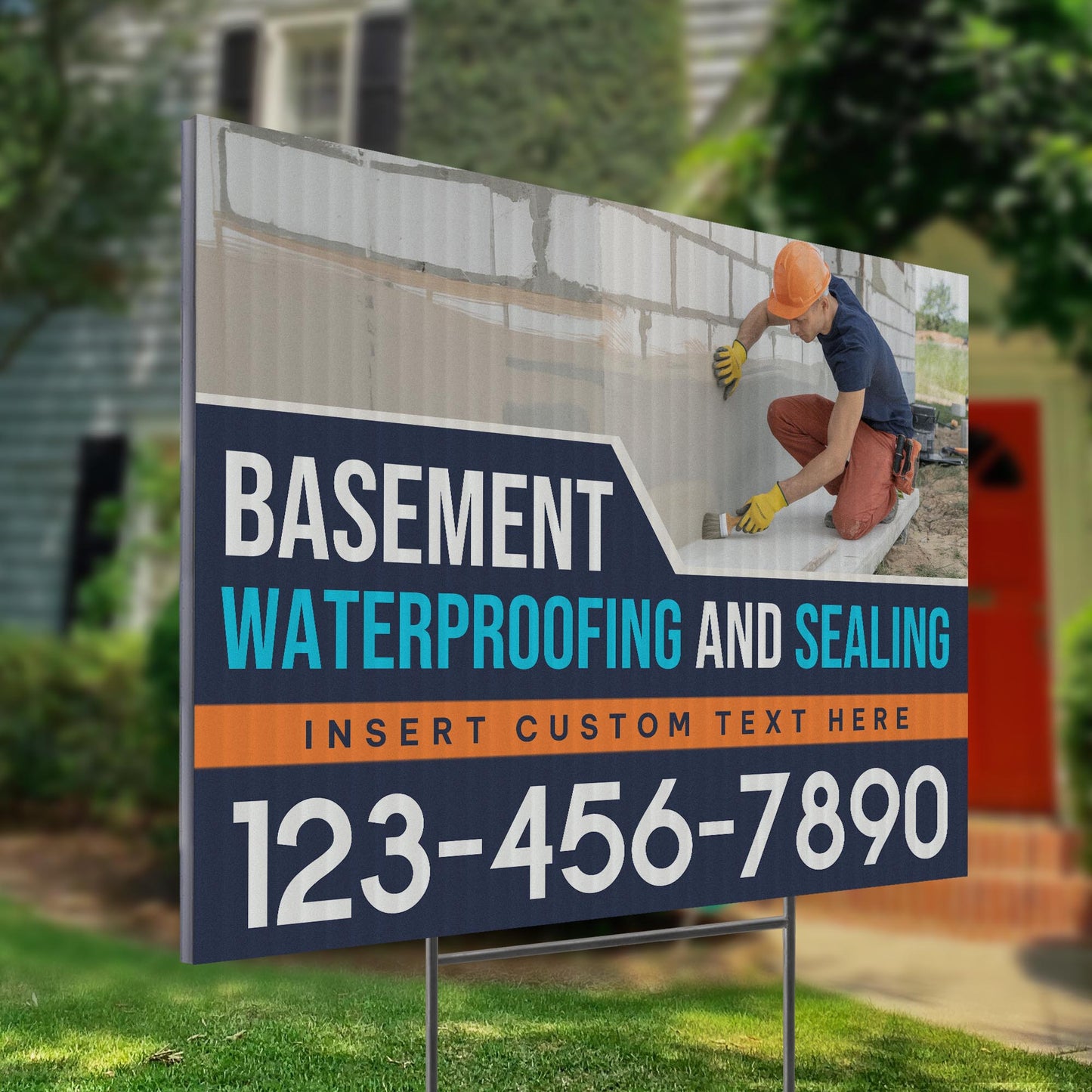 Basement Waterproofing and Sealing Services Yard Sign Design 1 - BFS-BSMNT-24X18-DS-D1-BFS-BSMNT-24X18-SS-D1