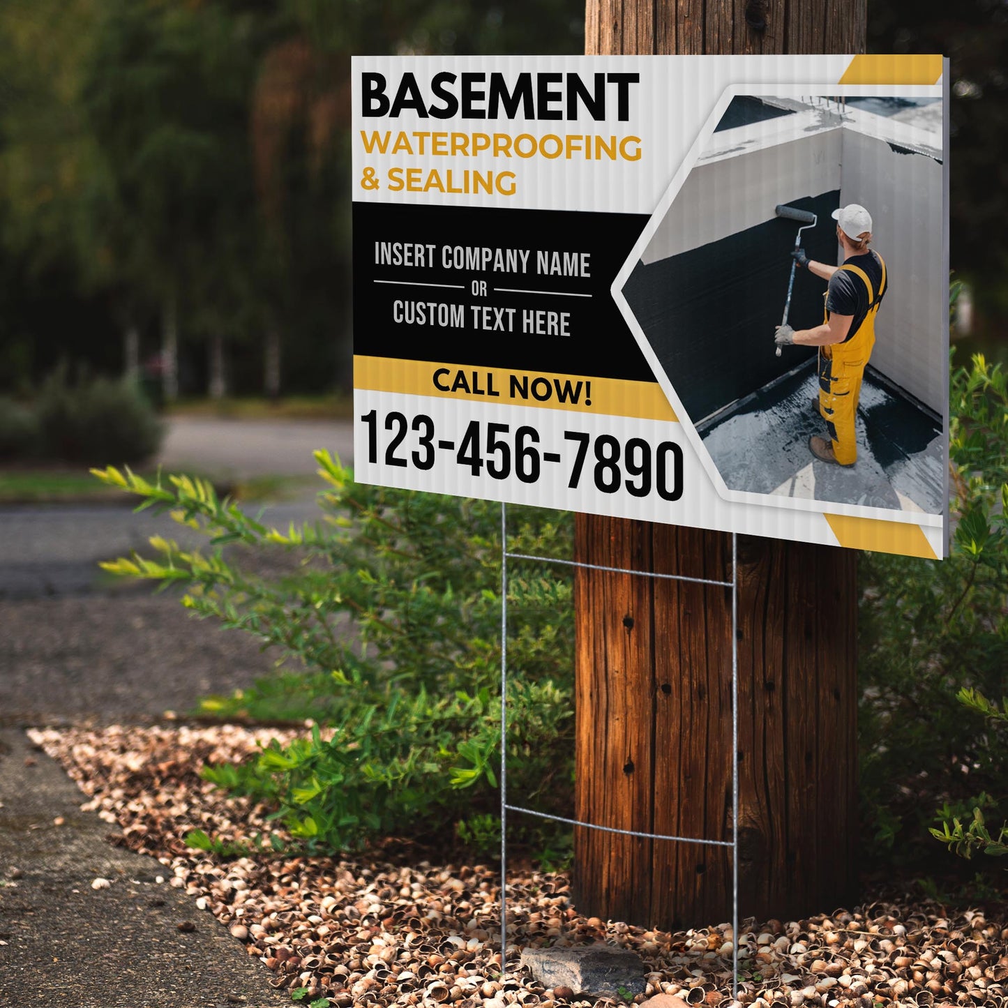 Basement Waterproofing and Sealing Services Yard Sign Design 3 - BFS-BSMNT-24X18-DS-D3-BFS-BSMNT-24X18-SS-D3