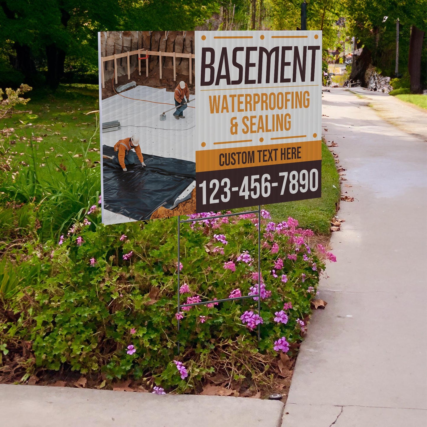 Basement Waterproofing and Sealing Services Yard Sign Design 5 - BFS-BSMNT-24X18-DS-D5-BFS-BSMNT-24X18-SS-D5