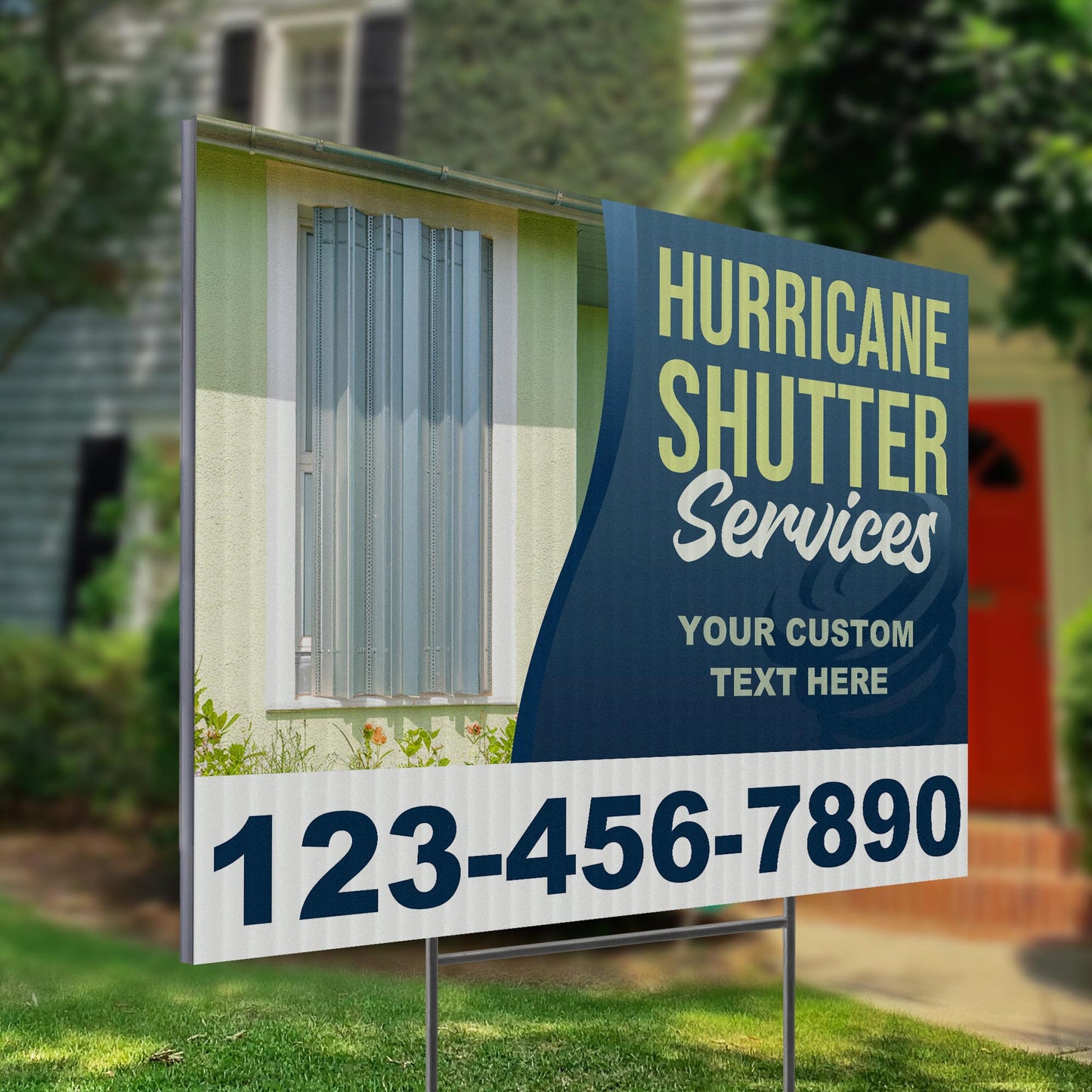 Hurricane Shutter Services Yard Sign Design 1 - BFS-HUR-24X18-DS-D1-BFS-HUR-24X18-SS-D1