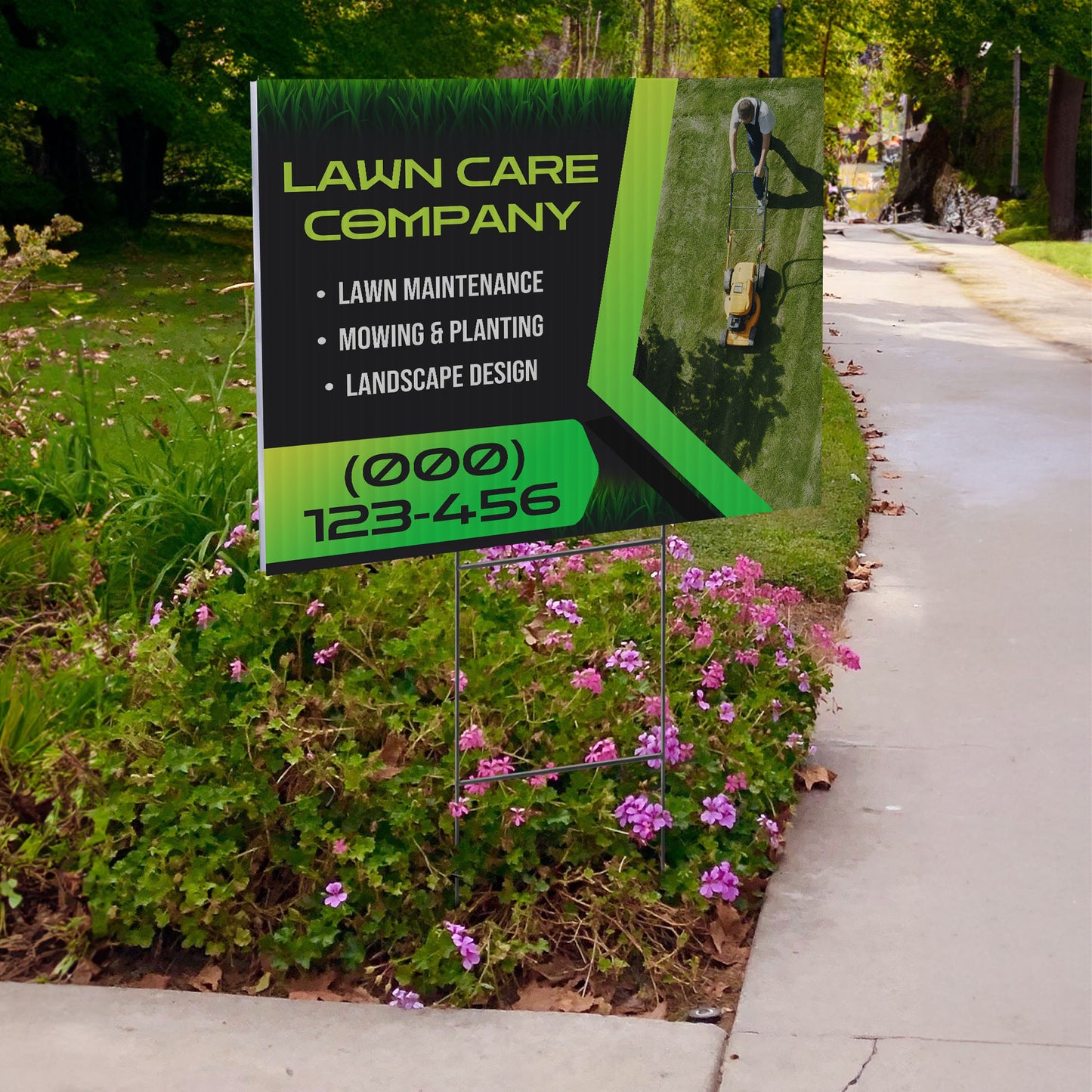 Lawn Care Services Yard Sign Design 4 - BFS-LC-24x18-DS-D4-BFS-LC-24x18-SS-D4