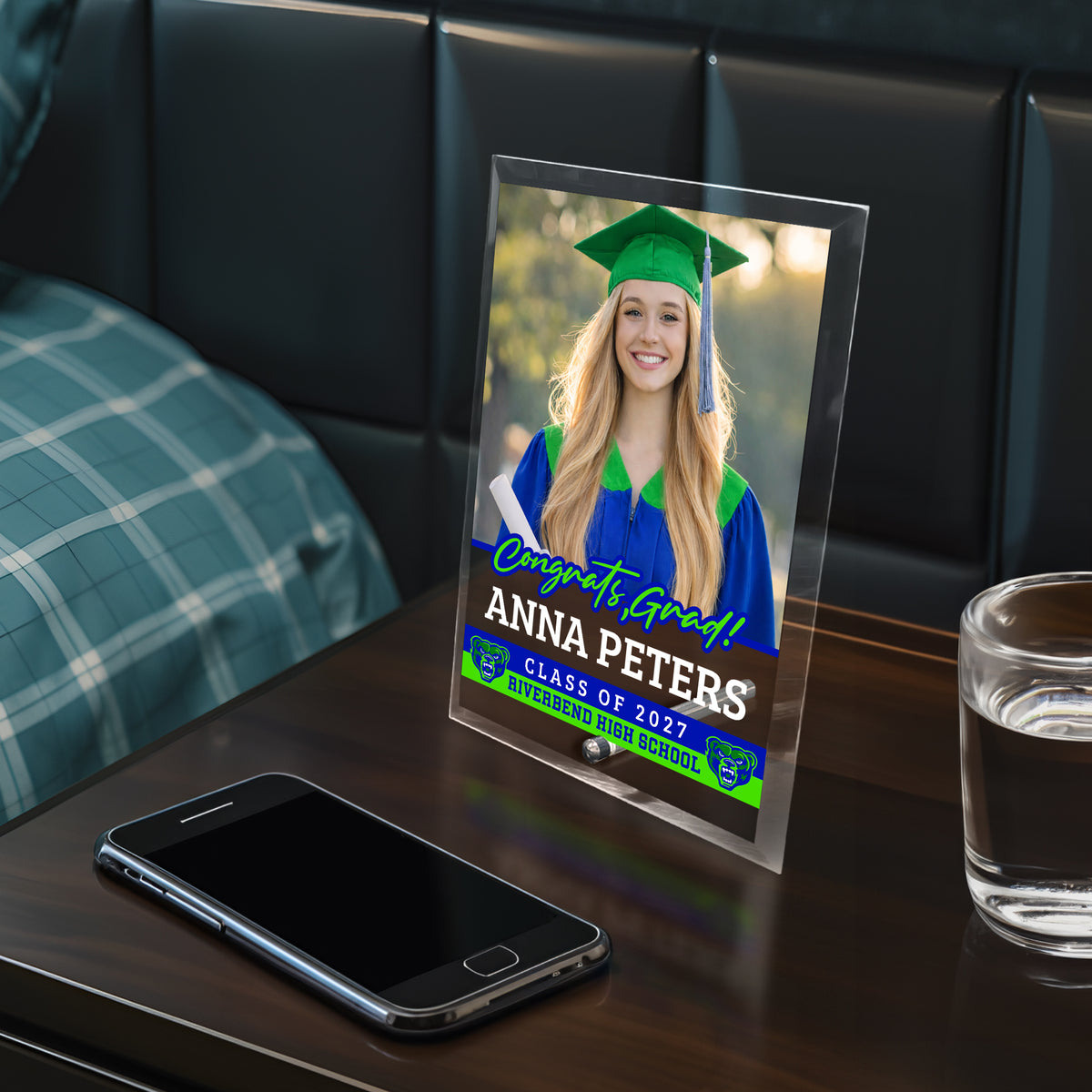 Riverbend High School Glass Plaque Design 2