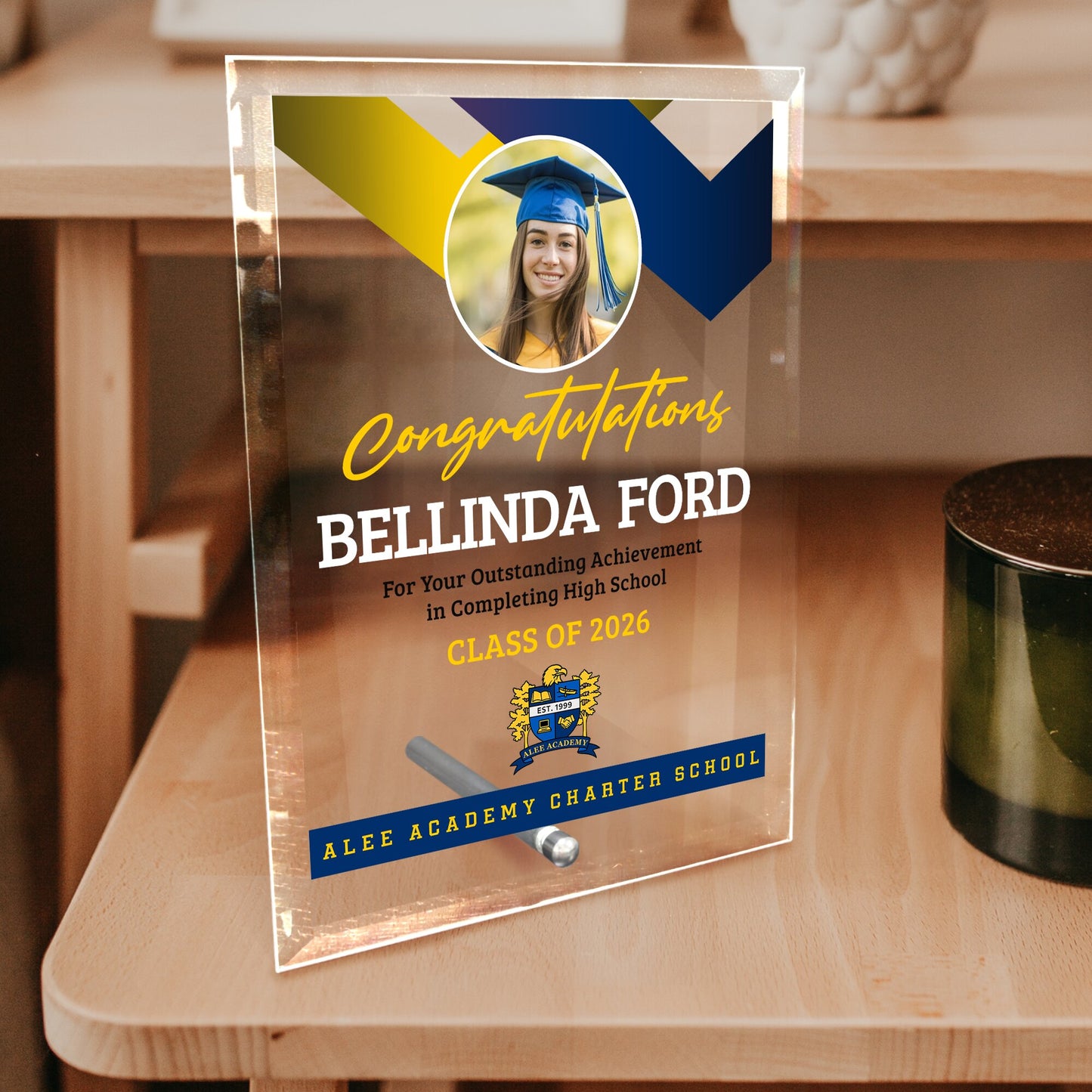 Alee Academy Charter School Glass Plaque Design 1