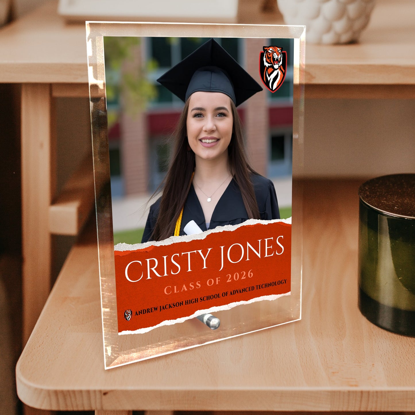 Andrew Jackson High School of Advanced Technology Glass Plaque Design 3
