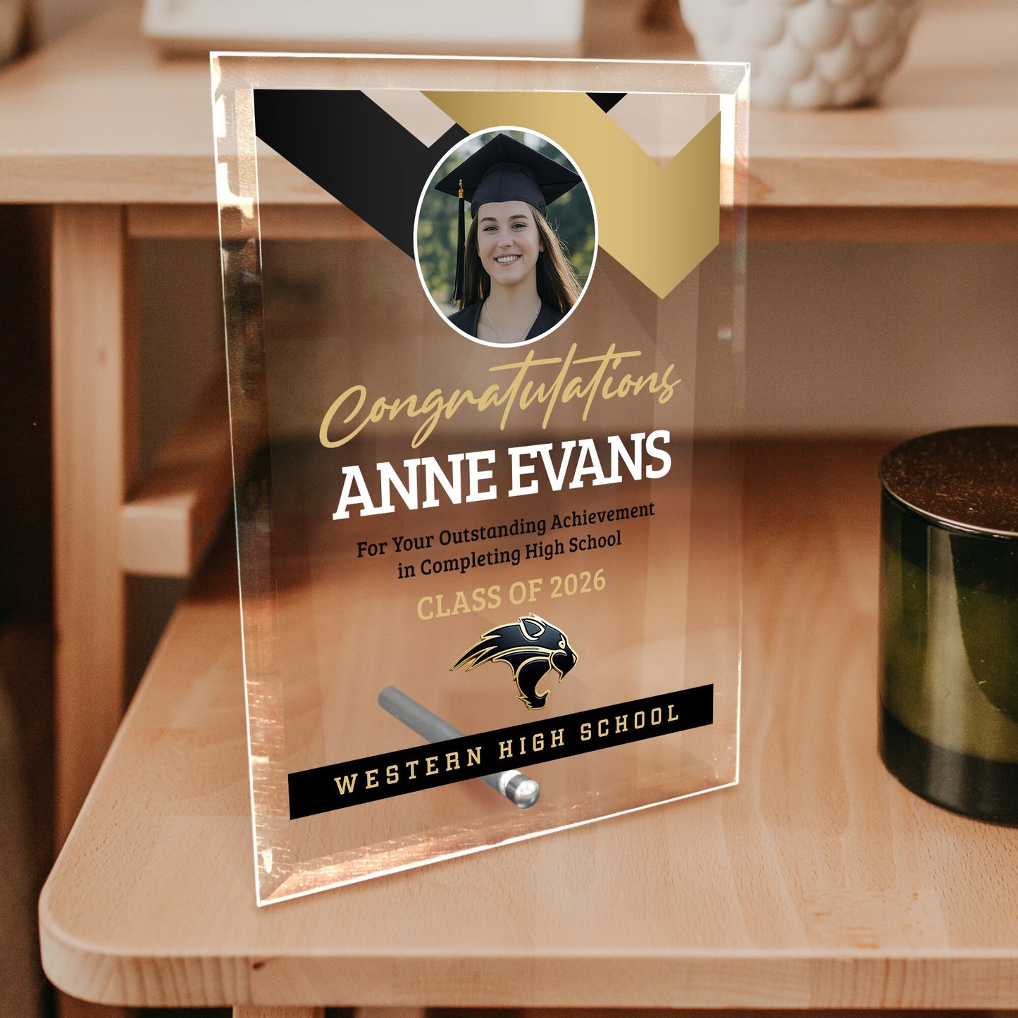 Western High School Glass Plaque Design 1