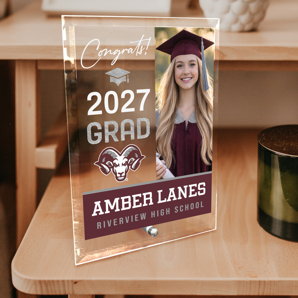 Riverview High School Glass Plaque Design 4