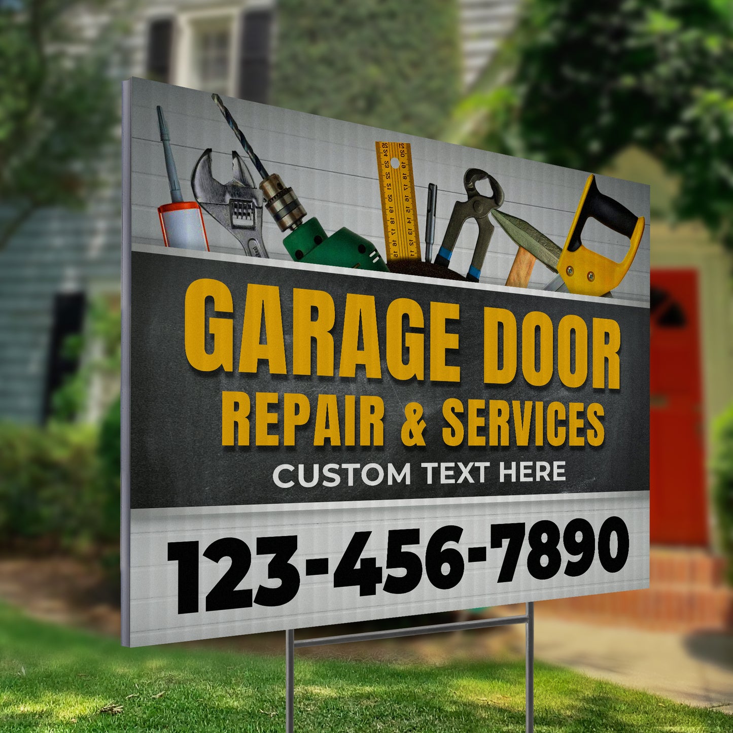 Garage Door Repair Yard Sign Design 4 - BFS-GRGDR-24X18-DS-D4-BFS-GRGDR-24X18-SS-D4