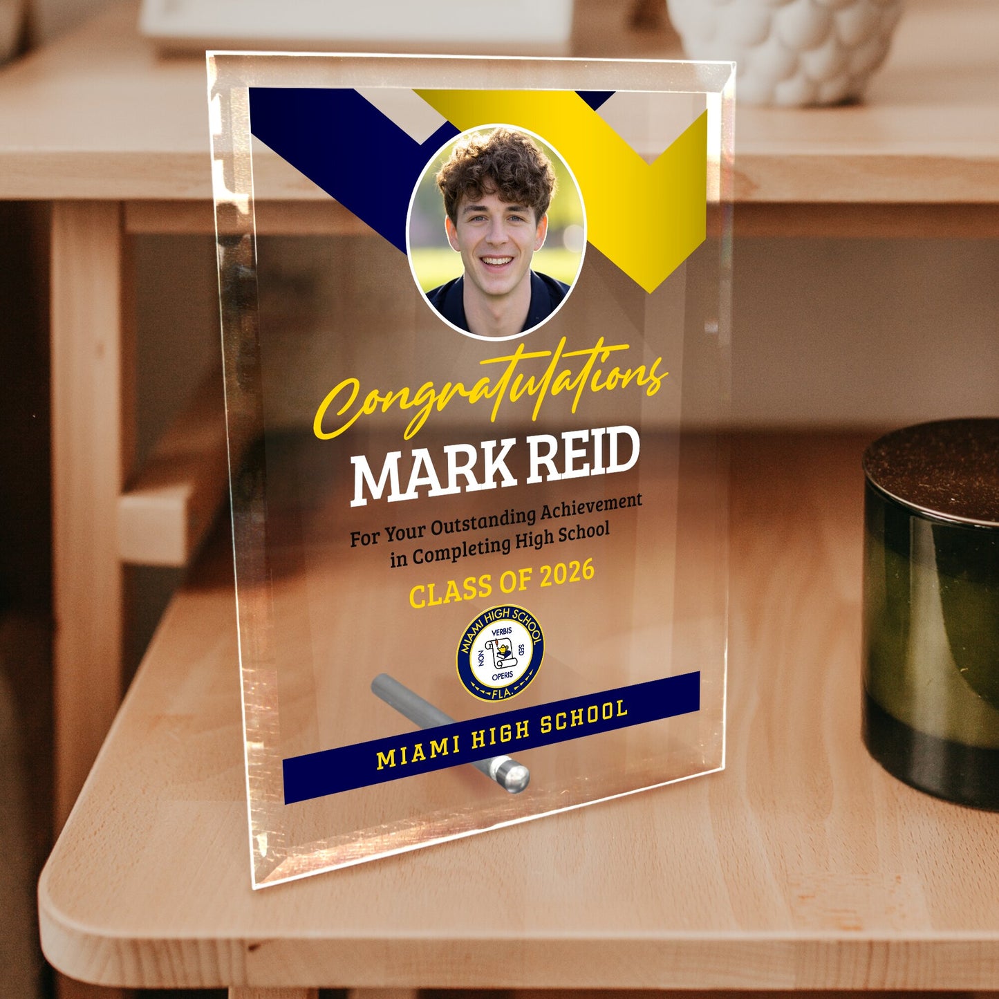 Miami High School Glass Plaque Design 1