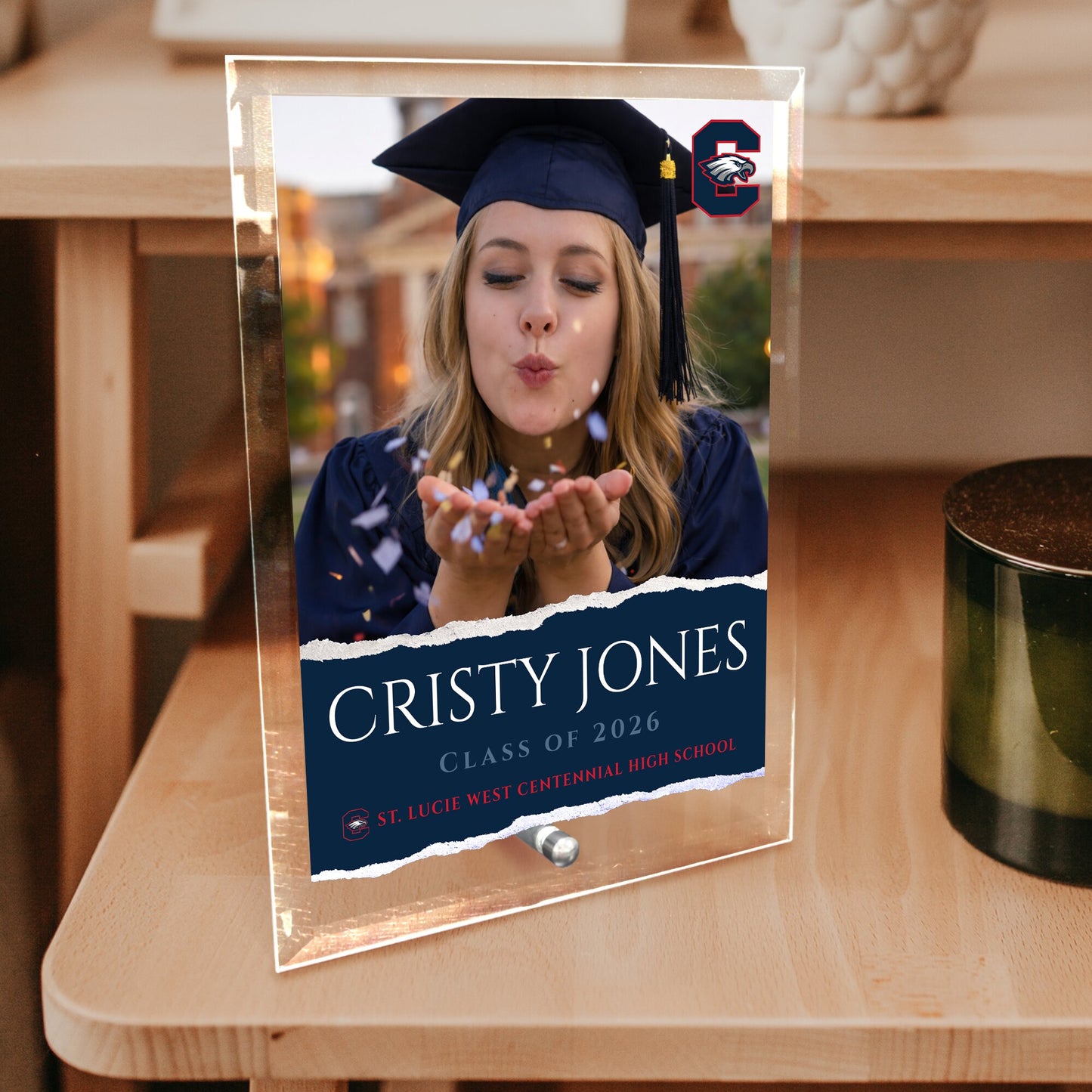 St. Lucie West Centennial High School Glass Plaque Design 3