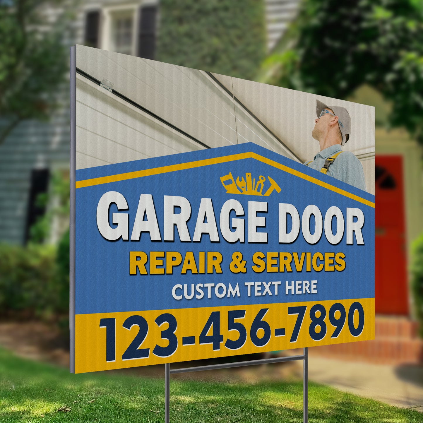 Garage Door Repair Yard Sign Design 5 - BFS-GRGDR-24X18-DS-D5-BFS-GRGDR-24X18-SS-D5
