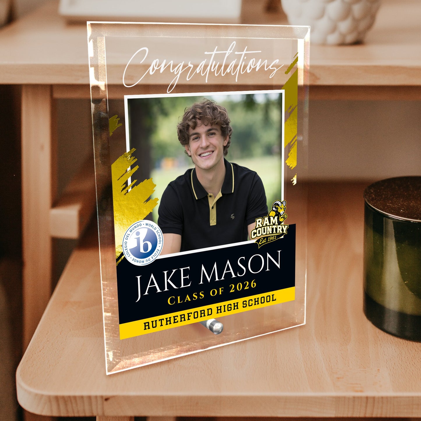 Rutherford High School Glass Plaque Design 5