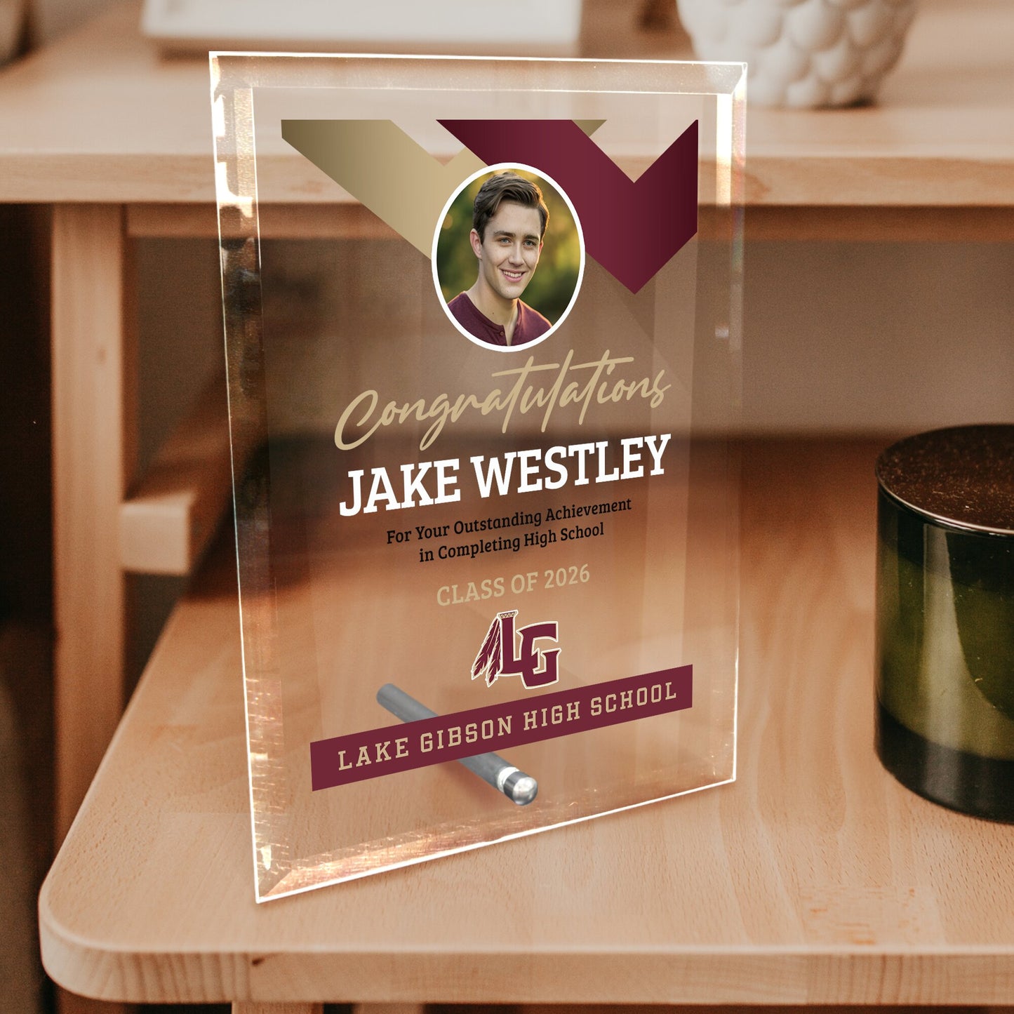 Lake Gibson High School Glass Plaque Design 1