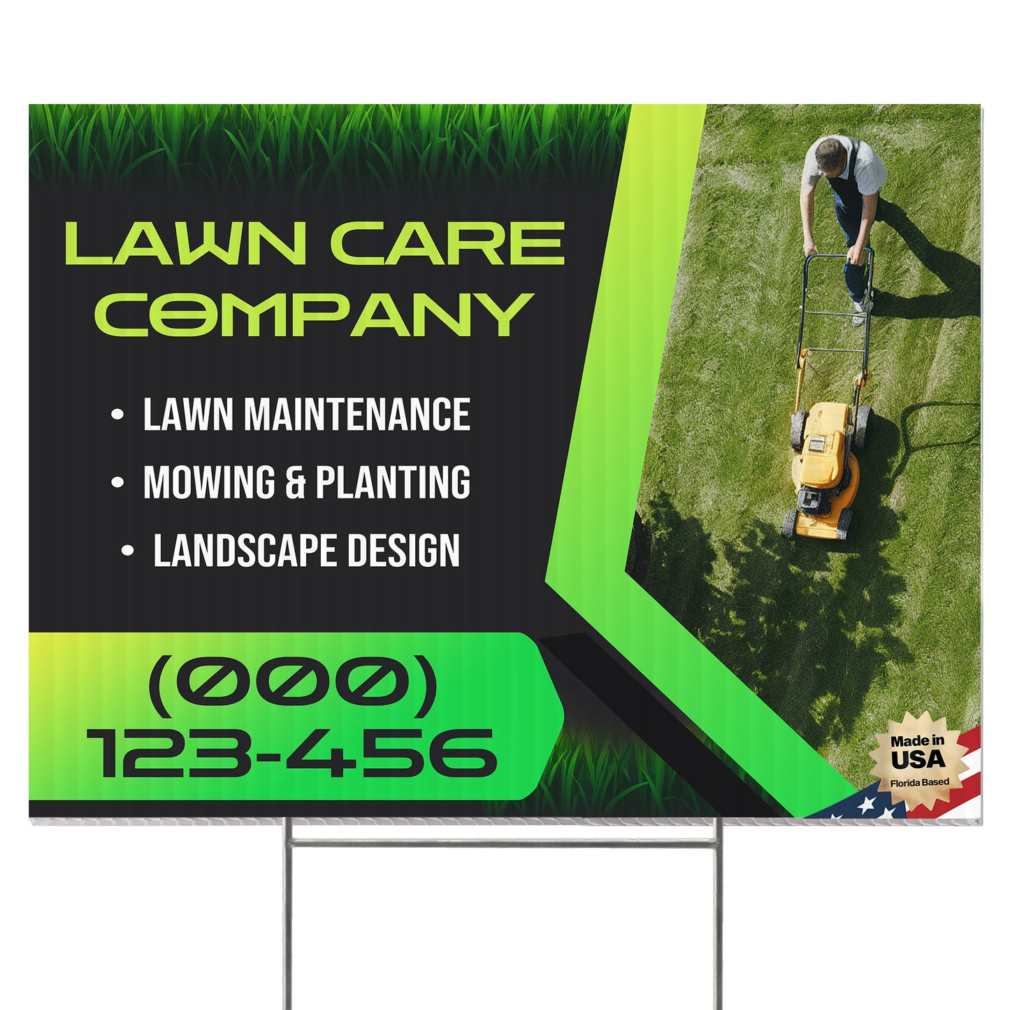 Lawn Care Services Yard Sign Design 4 - BFS-LC-24x18-DS-D4-BFS-LC-24x18-SS-D4