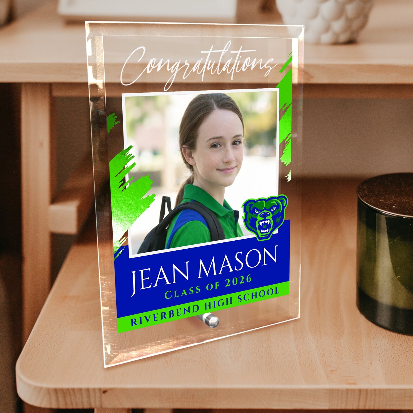 Riverbend High School Glass Plaque Design 5
