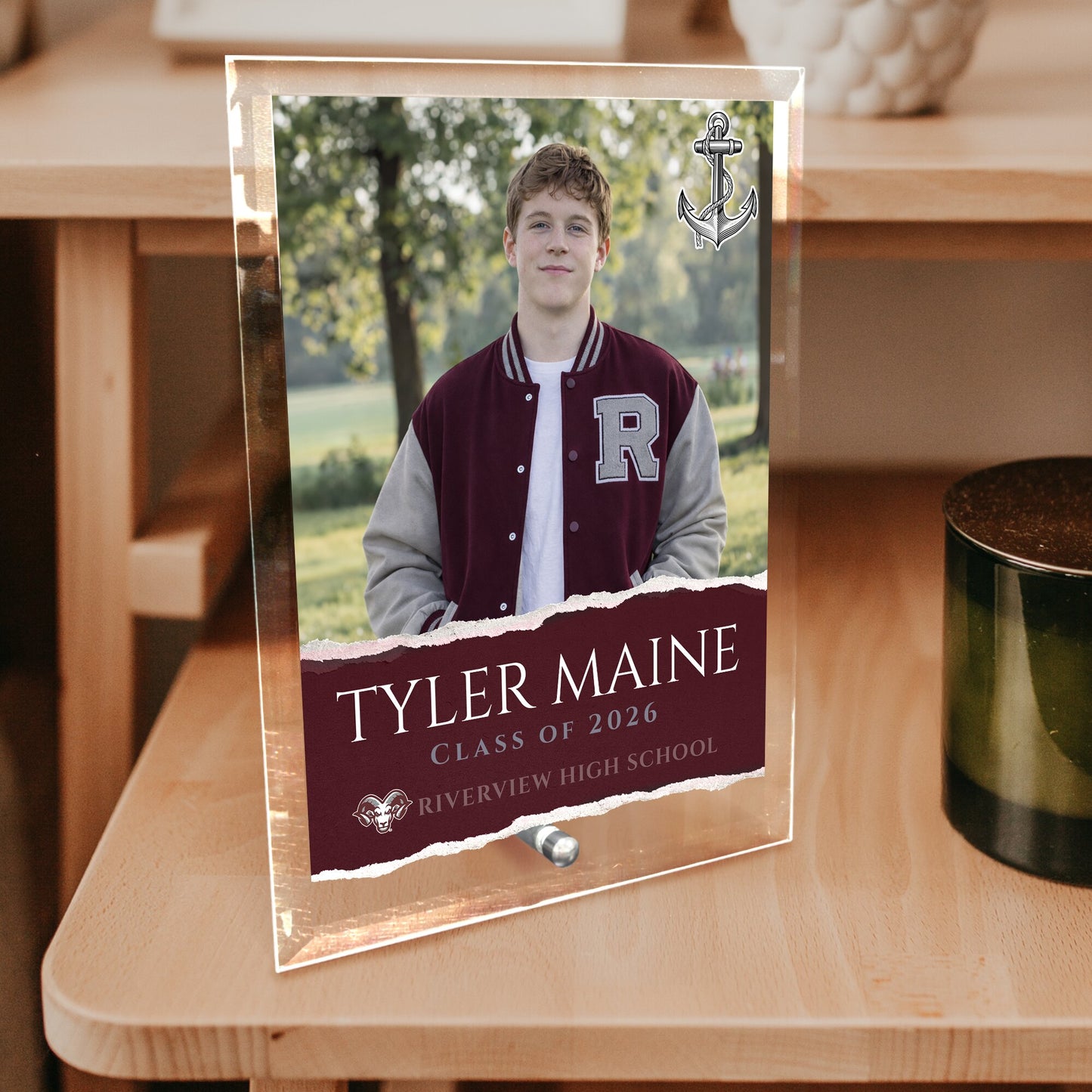 Riverview High School Glass Plaque Design 3