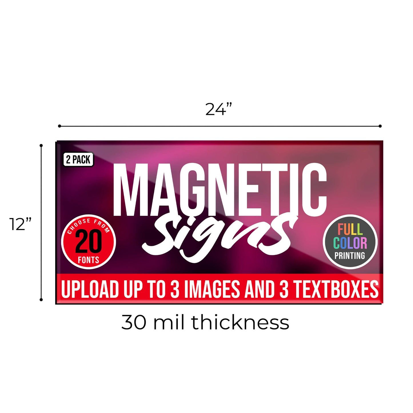 12"x24" Custom Magnet Signs in Full Color for Business and Advertising