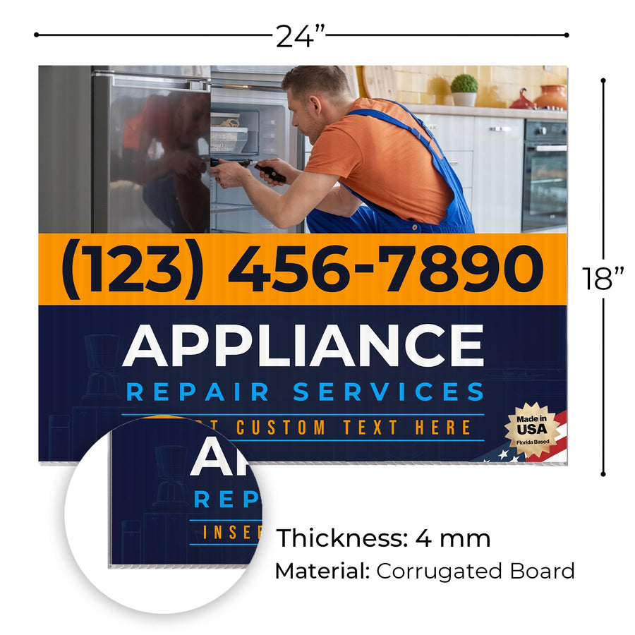 Appliance Repair Services Yard Sign Design 1 -  BFS-APP-24X18-DS-D1-BFS-APP-24X18-SS-D1
