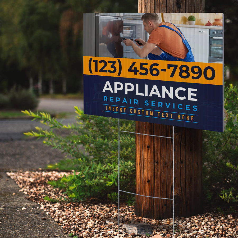 Appliance Repair Services Yard Sign Design 1 -  BFS-APP-24X18-DS-D1-BFS-APP-24X18-SS-D1