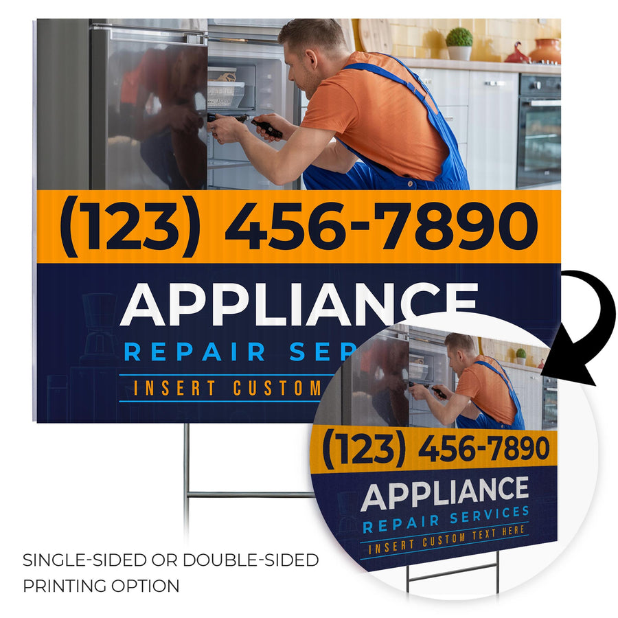 Appliance Repair Services Yard Sign Design 1 -  BFS-APP-24X18-DS-D1-BFS-APP-24X18-SS-D1