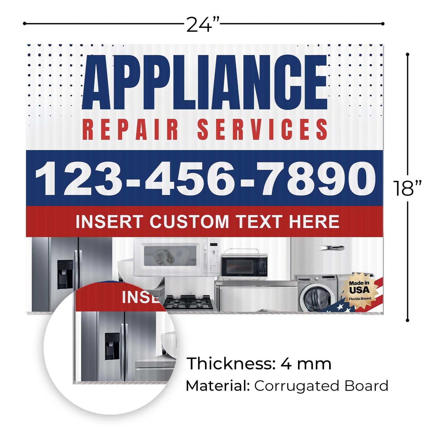 Appliance Repair Services Yard Sign Design 2 -  BFS-APP-24X18-DS-D2-BFS-APP-24X18-SS-D2