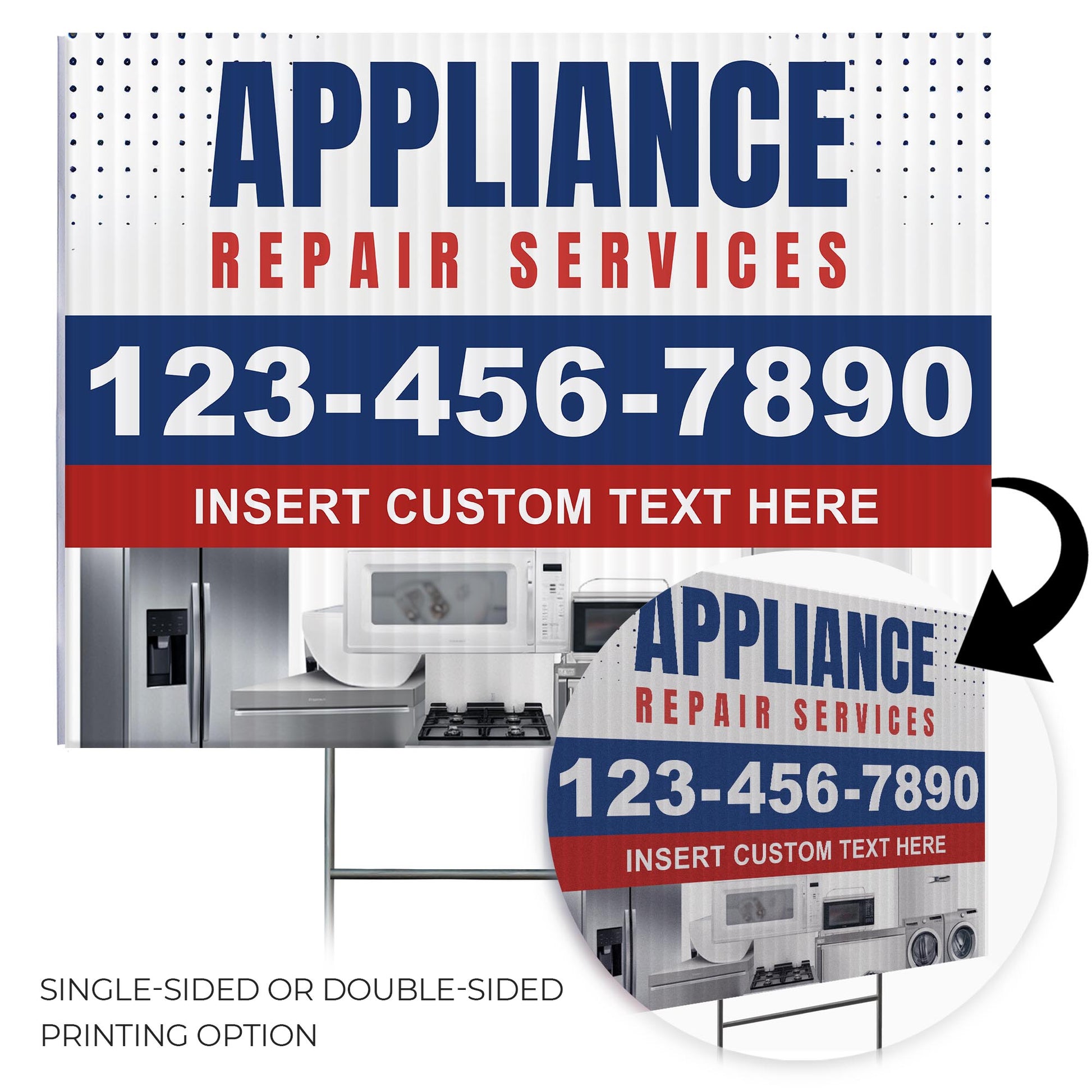 Appliance Repair Services Yard Sign Design 2 -  BFS-APP-24X18-DS-D2-BFS-APP-24X18-SS-D2