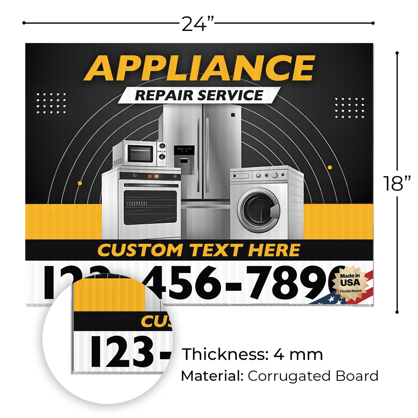 Appliance Repair Services Yard Sign Design 4 -  BFS-APP-24X18-DS-D4-BFS-APP-24X18-SS-D4