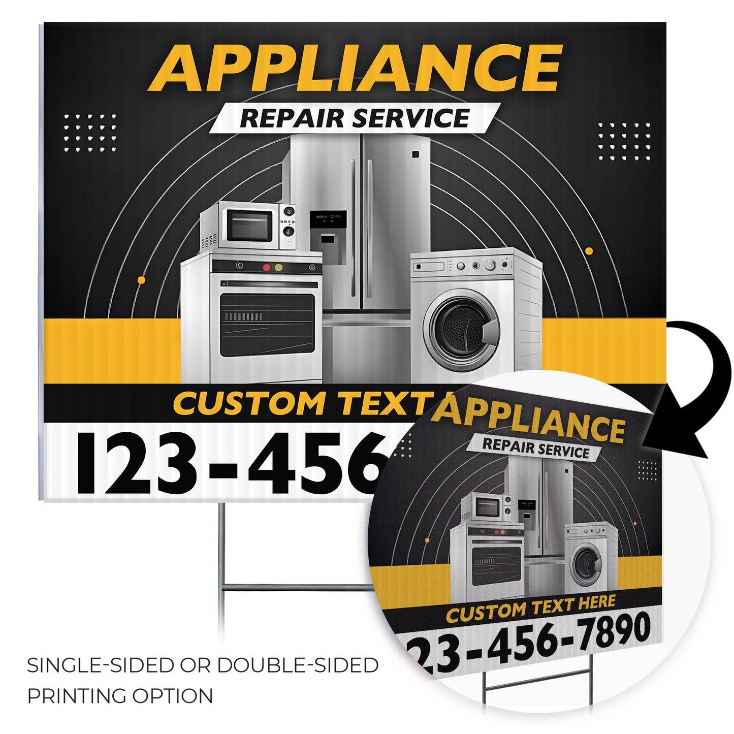 Appliance Repair Services Yard Sign Design 4 -  BFS-APP-24X18-DS-D4-BFS-APP-24X18-SS-D4