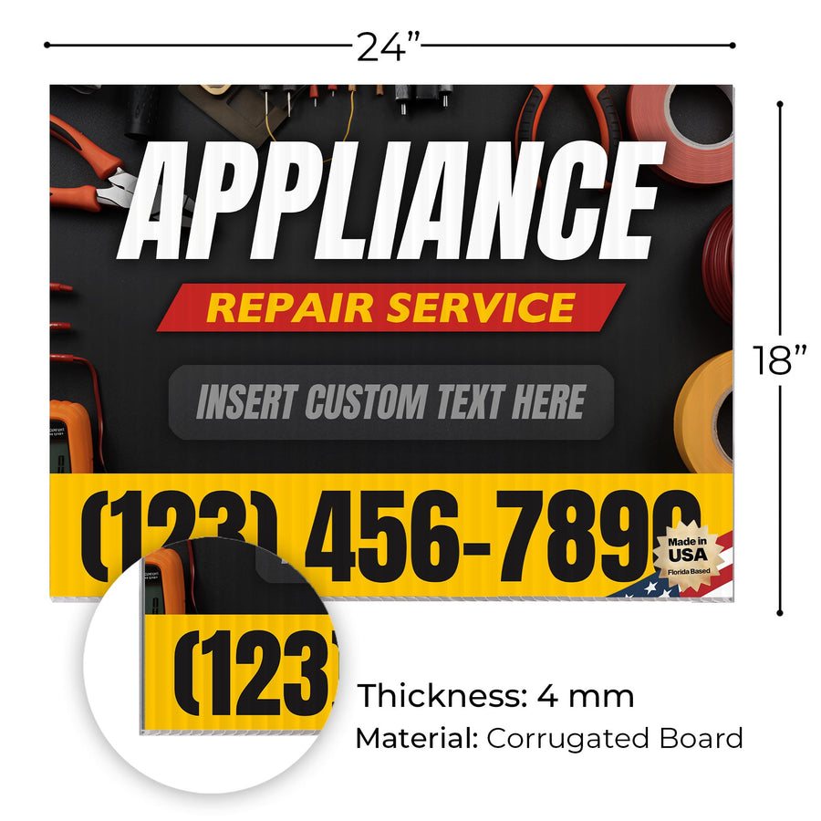 Appliance Repair Services Yard Sign Design 5 -  BFS-APP-24X18-DS-D5-BFS-APP-24X18-SS-D5