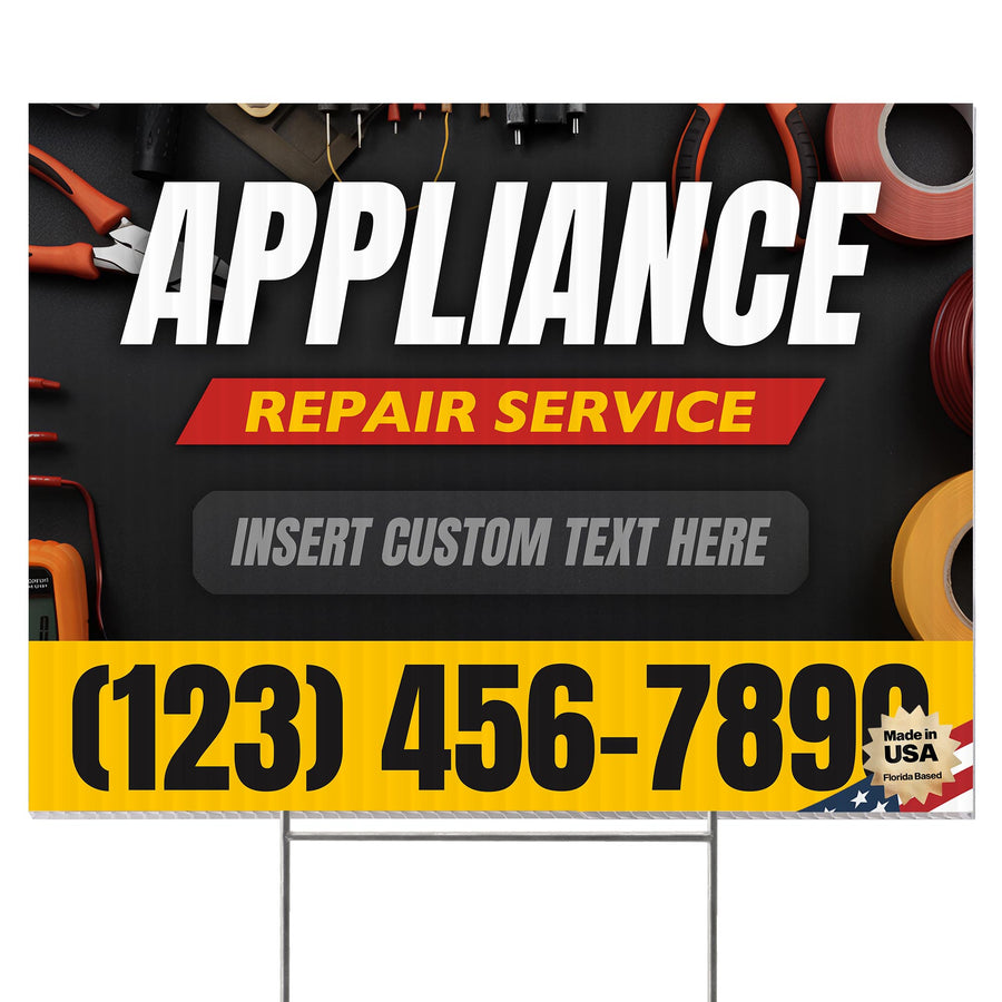 Appliance Repair Services Yard Sign Design 5 -  BFS-APP-24X18-DS-D5-BFS-APP-24X18-SS-D5