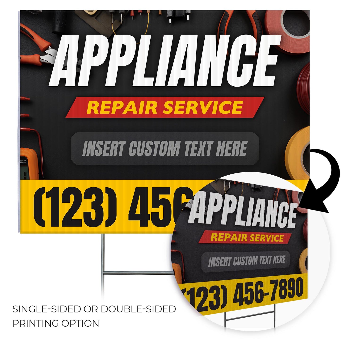 Appliance Repair Services Yard Sign Design 5 -  BFS-APP-24X18-DS-D5-BFS-APP-24X18-SS-D5