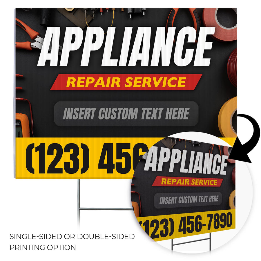 Appliance Repair Services Yard Sign Design 5 -  BFS-APP-24X18-DS-D5-BFS-APP-24X18-SS-D5