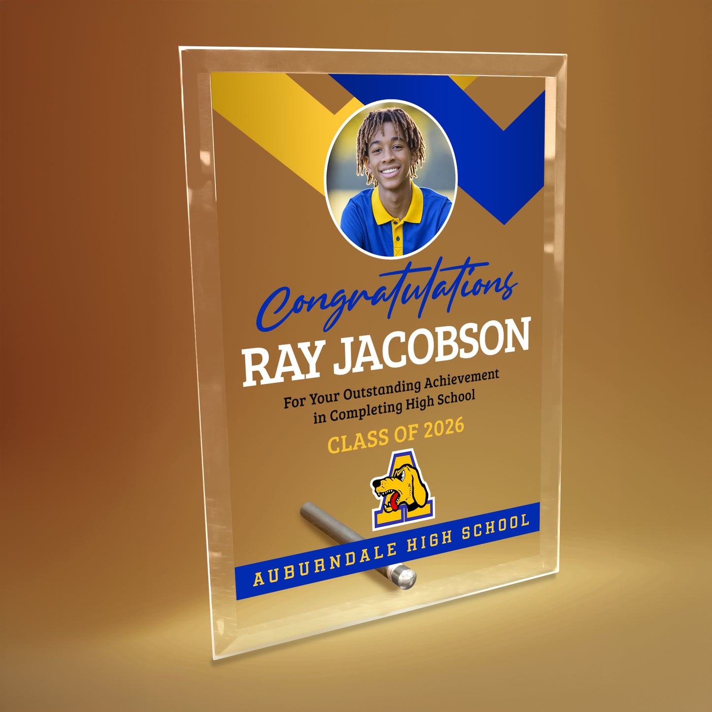 Auburndale High School Glass Plaque Design 1