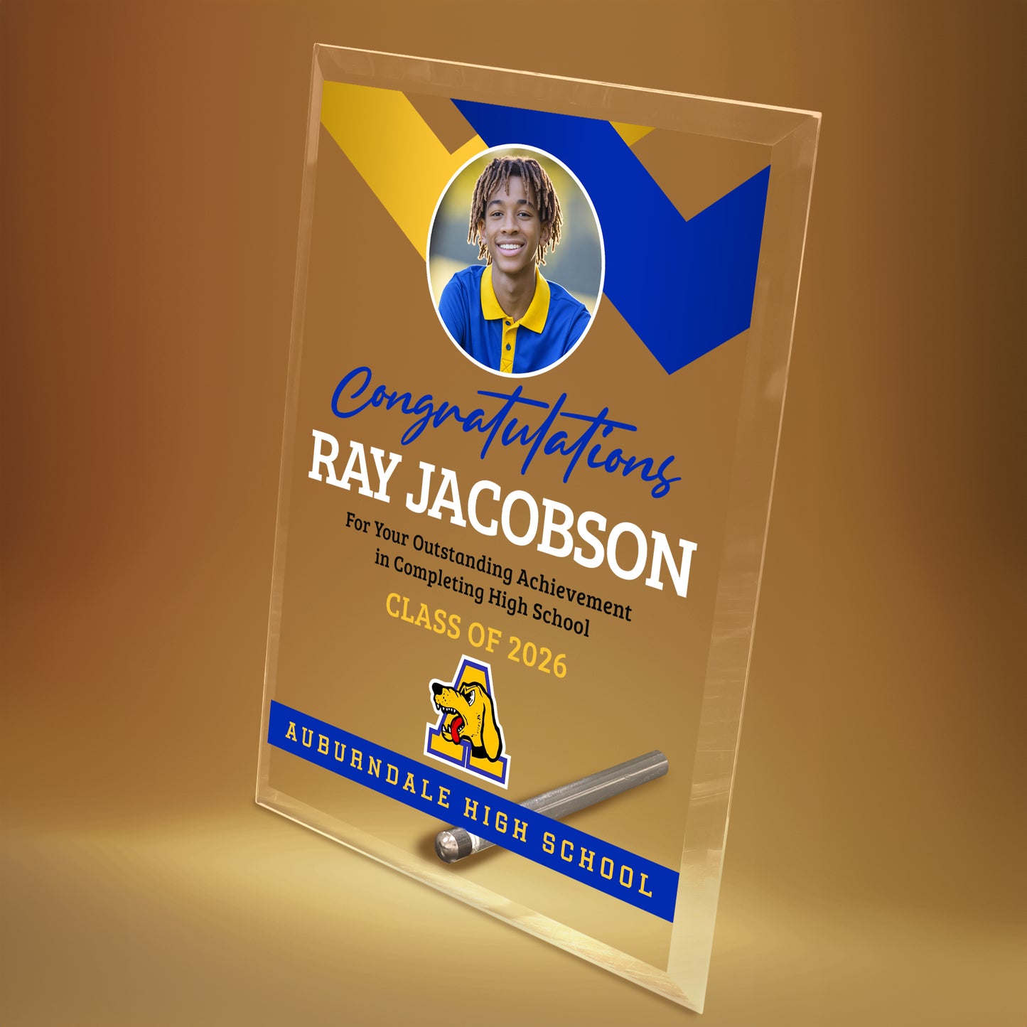 Auburndale High School Glass Plaque Design 1