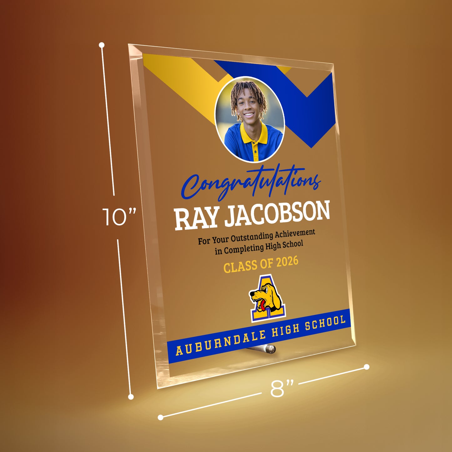 Auburndale High School Glass Plaque Design 1