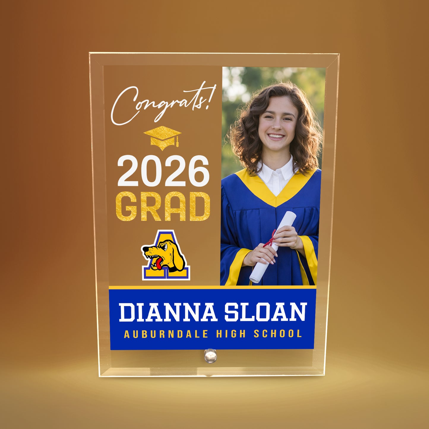 Auburndale High School Glass Plaque Design 4
