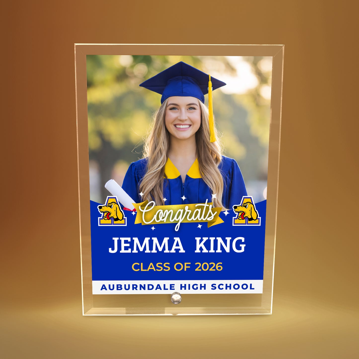 Auburndale High School Glass Plaque Design 6