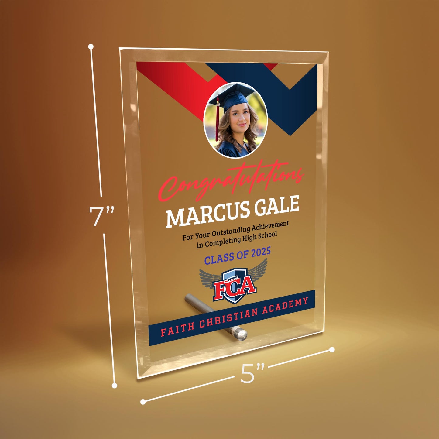 Faith Christian Academy Glass Plaque Design 1