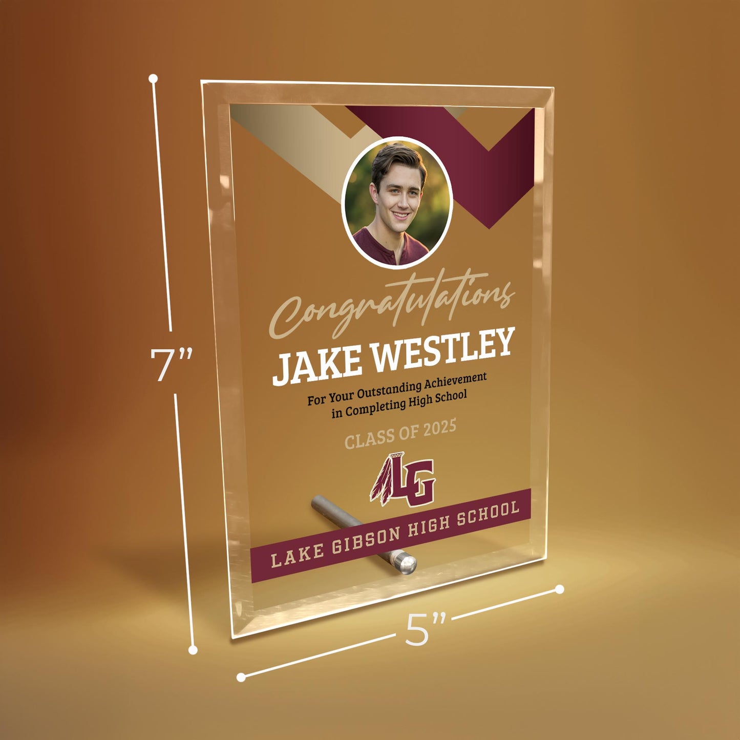 Lake Gibson High School Glass Plaque Design 1