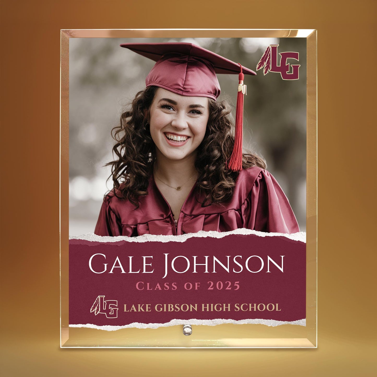 Lake Gibson High School Glass Plaque Design 3