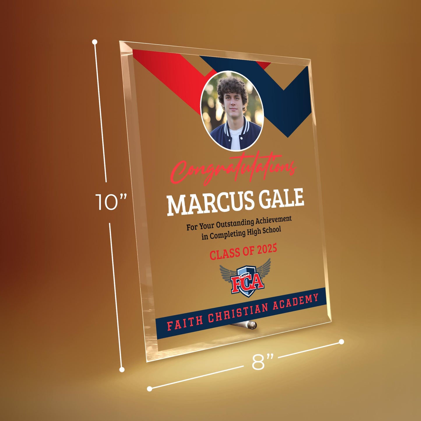 Faith Christian Academy Glass Plaque Design 1