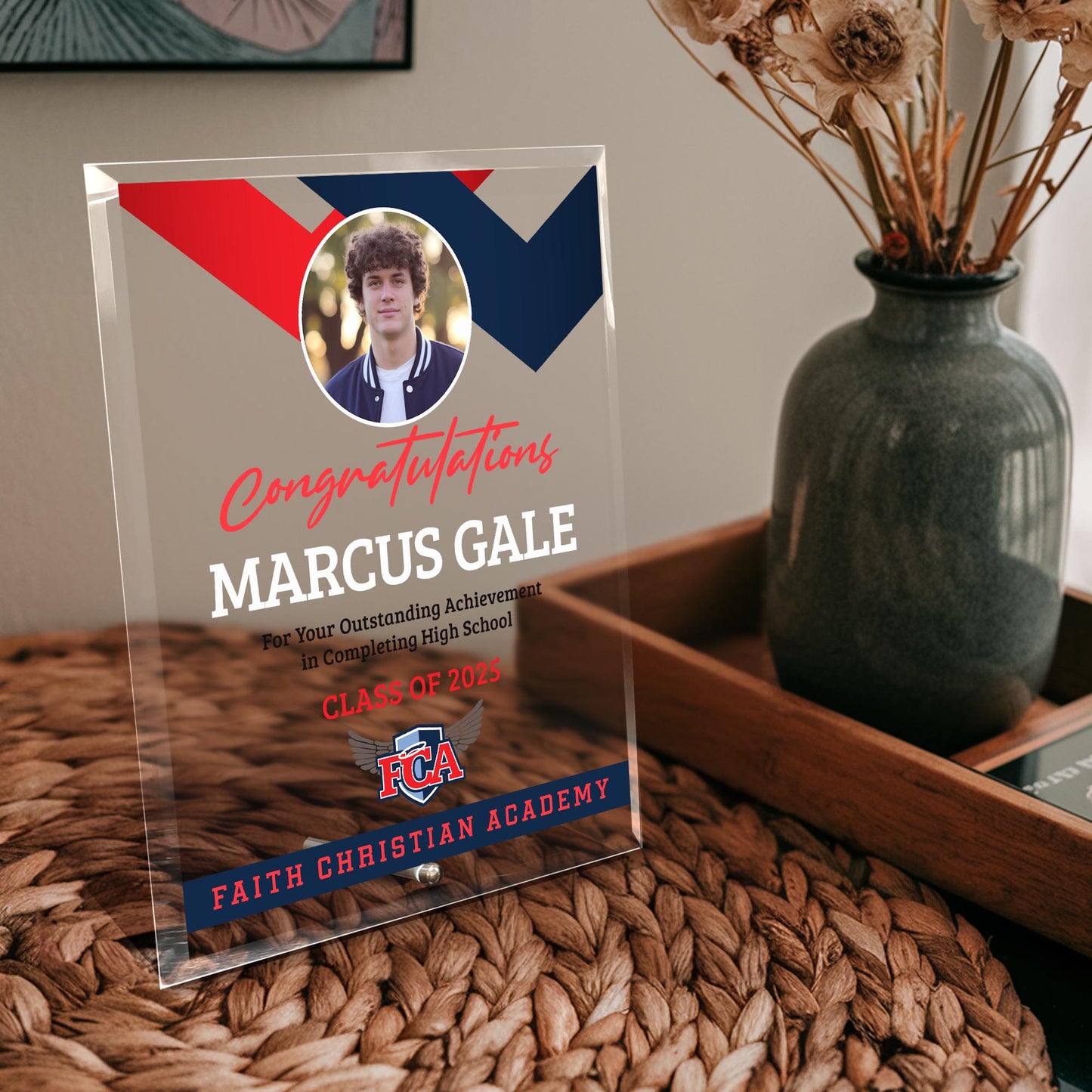 Faith Christian Academy Glass Plaque Design 1