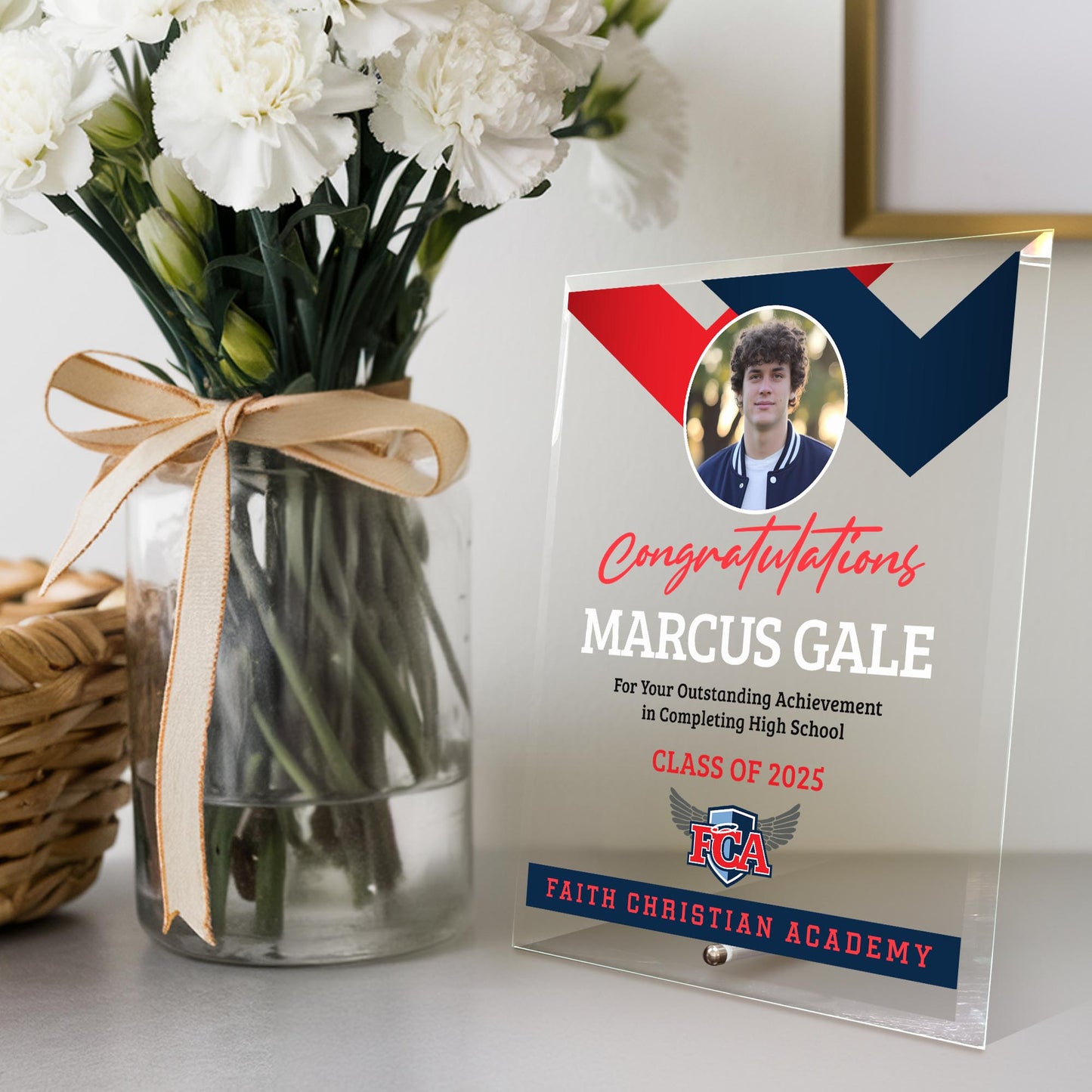 Faith Christian Academy Glass Plaque Design 1