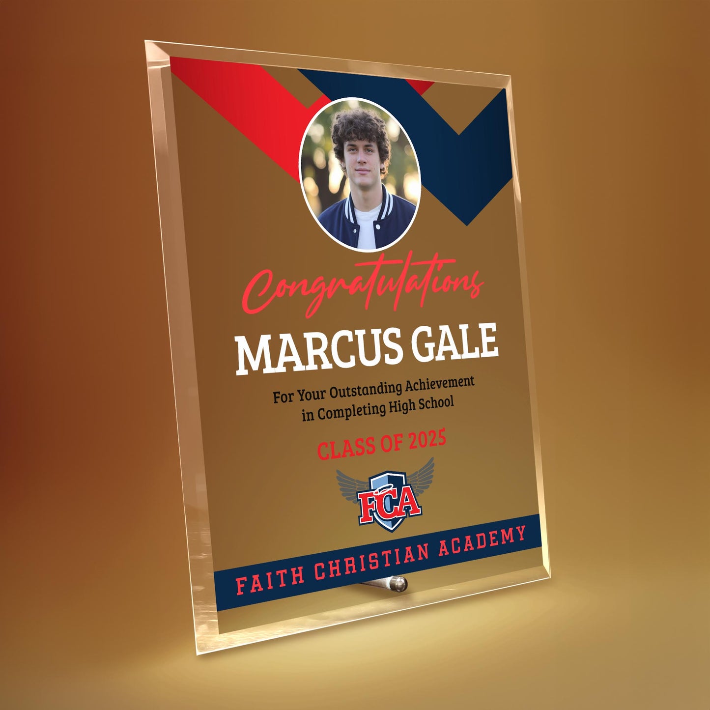 Faith Christian Academy Glass Plaque Design 1