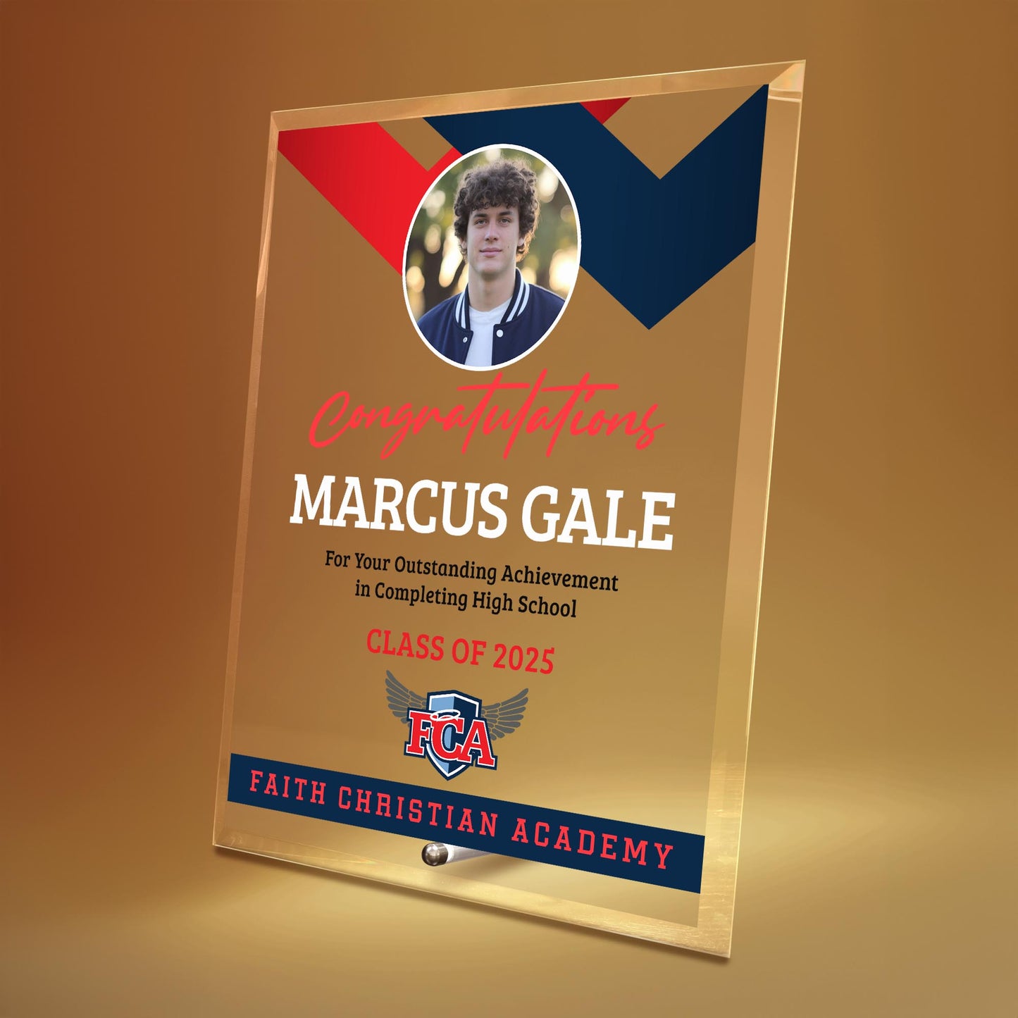 Faith Christian Academy Glass Plaque Design 1