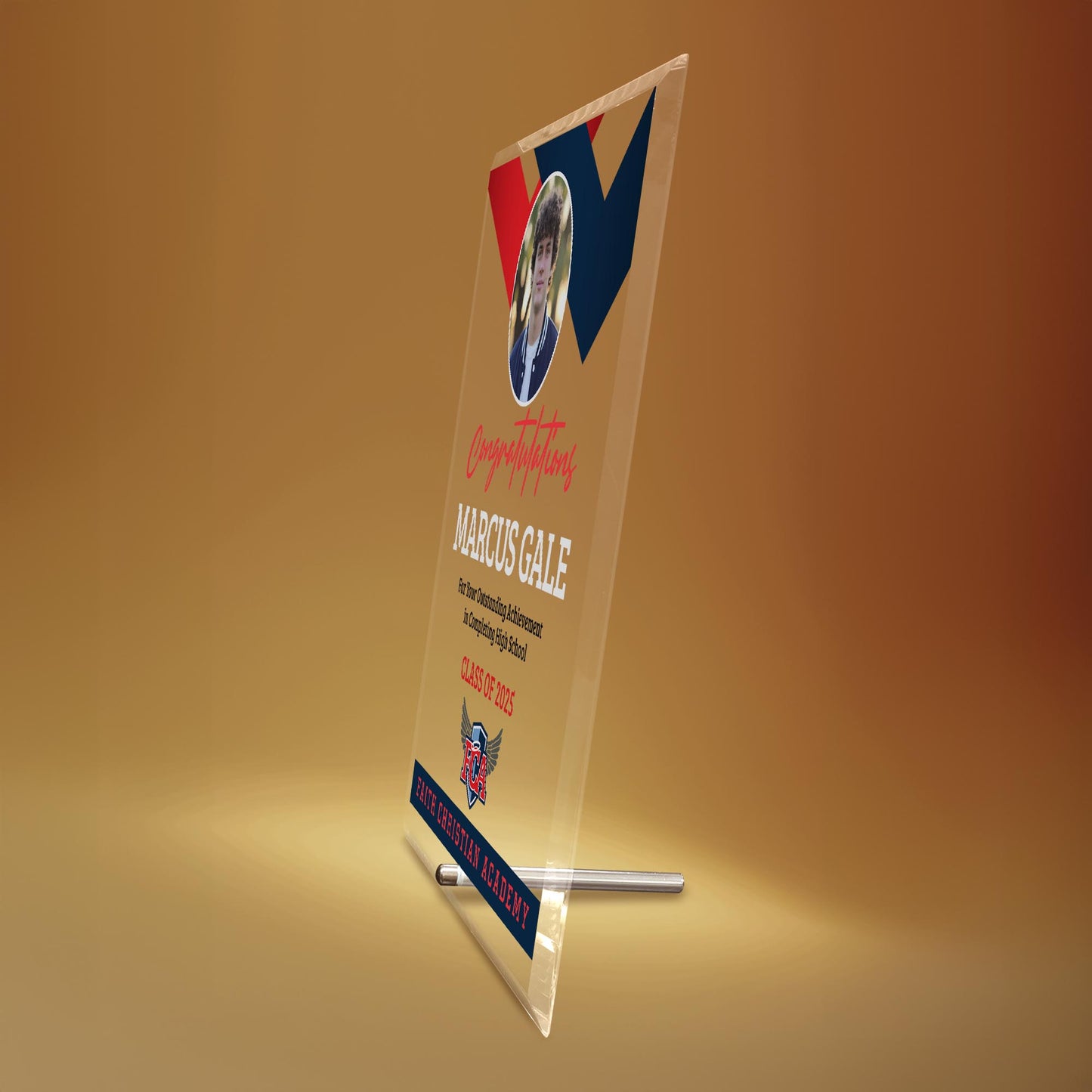 Faith Christian Academy Glass Plaque Design 1