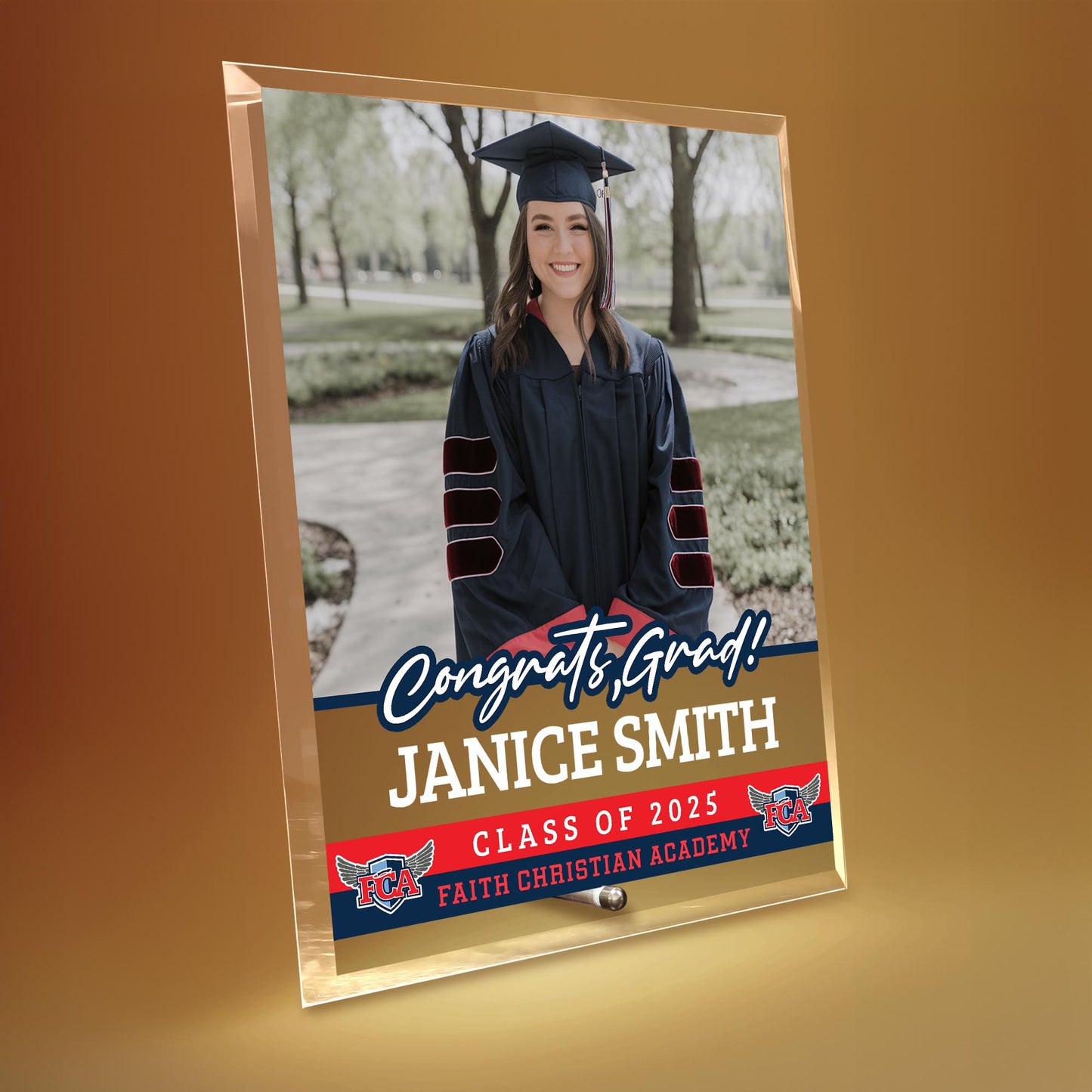 Faith Christian Academy Glass Plaque Design 2