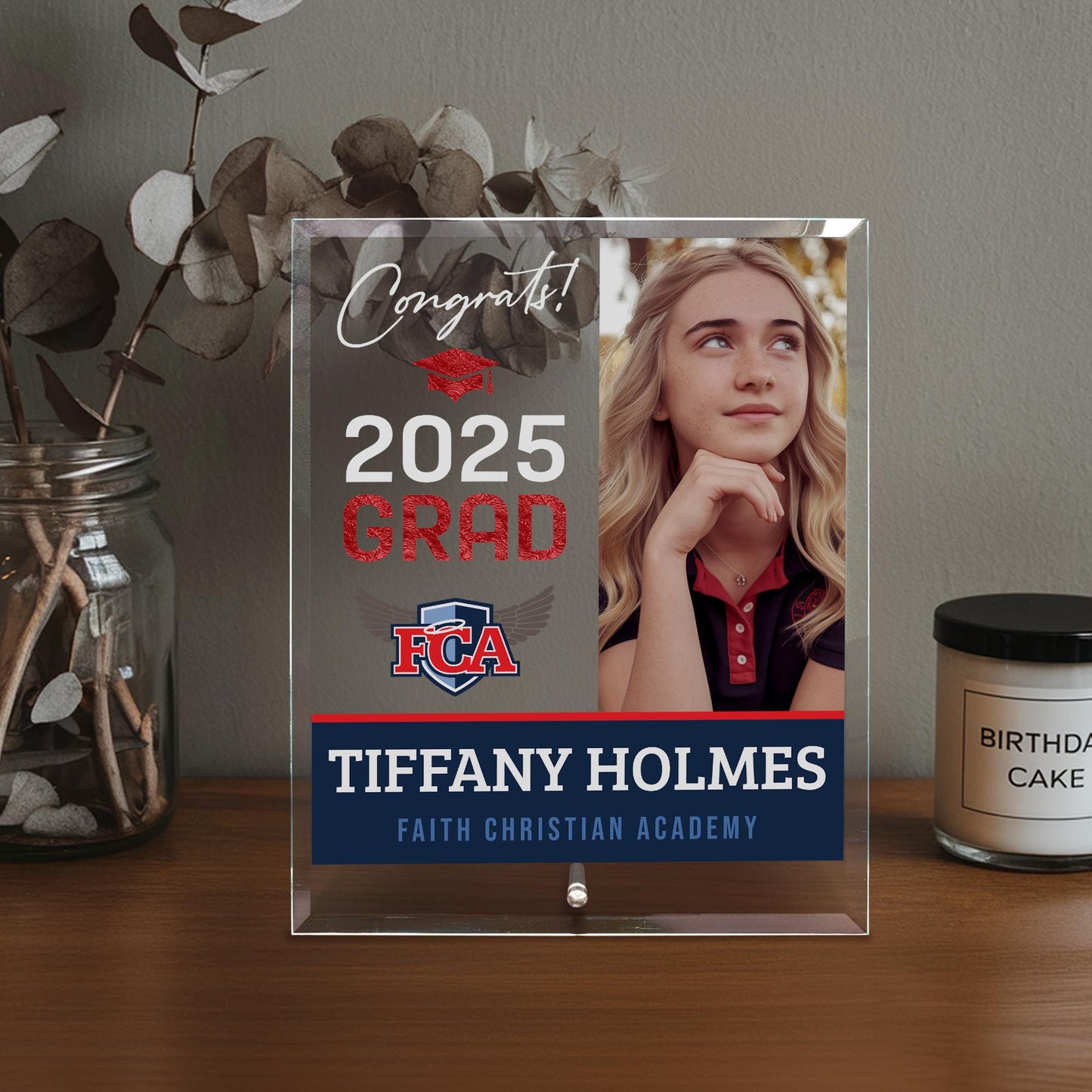 Faith Christian Academy Glass Plaque Design 4