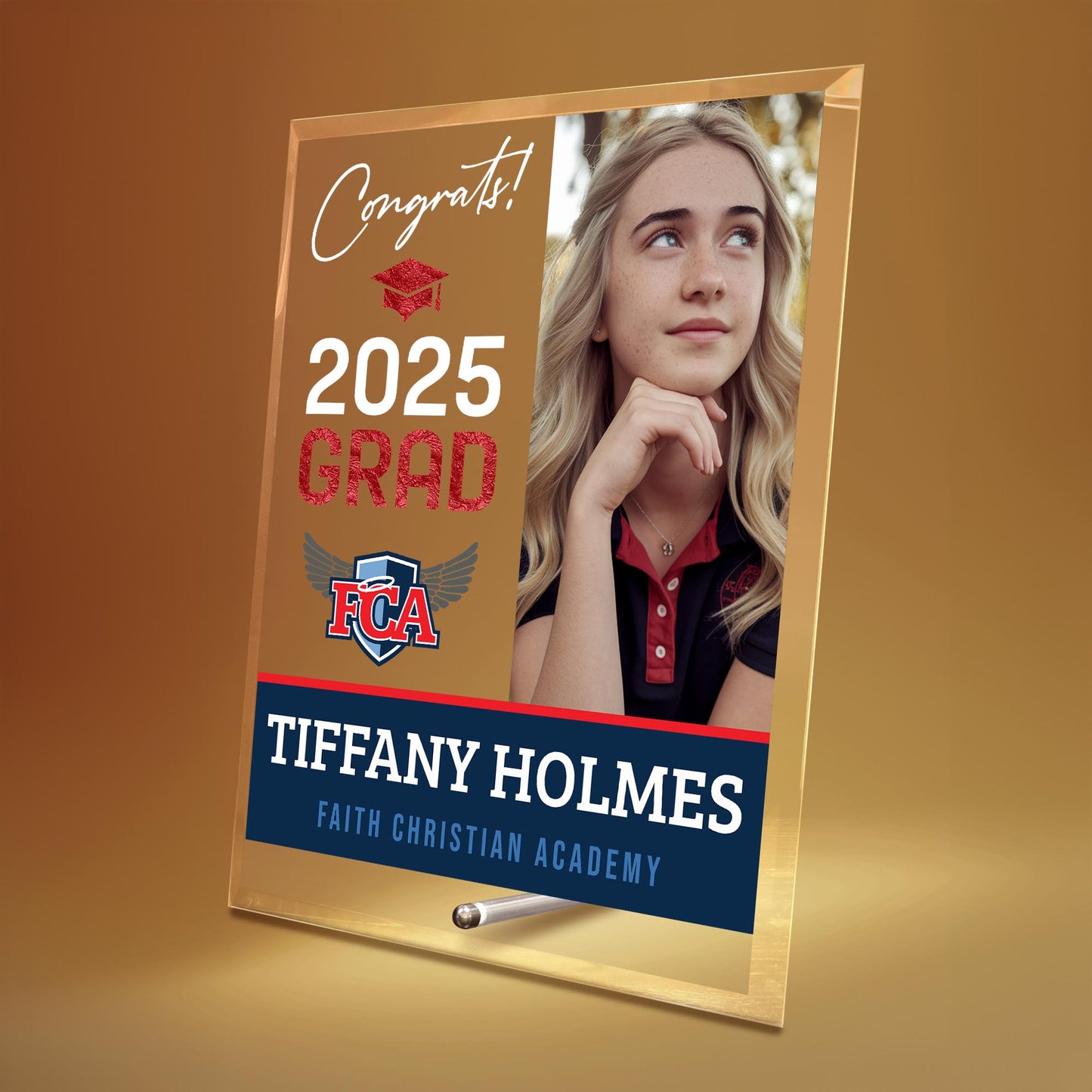 Faith Christian Academy Glass Plaque Design 4