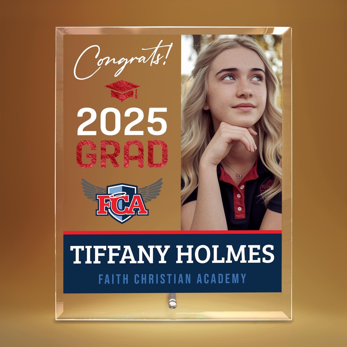 Faith Christian Academy Glass Plaque Design 4